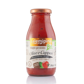 SUGO PRONTO DI POMODORINO OLIVE E CAPPERI BIO OLIWKI I KAPARY 250G Salemipina